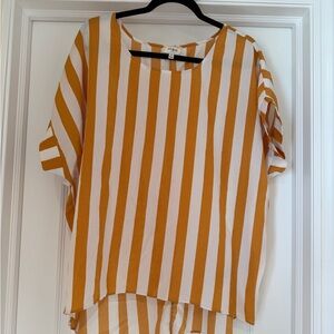 Umgee Mustard and White Striped Blouse